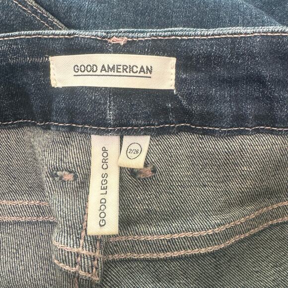 Good American Good Legs Crop Jeans Skinny Dark Wash Stretch Mid Rise 2/26 - Picture 7 of 9